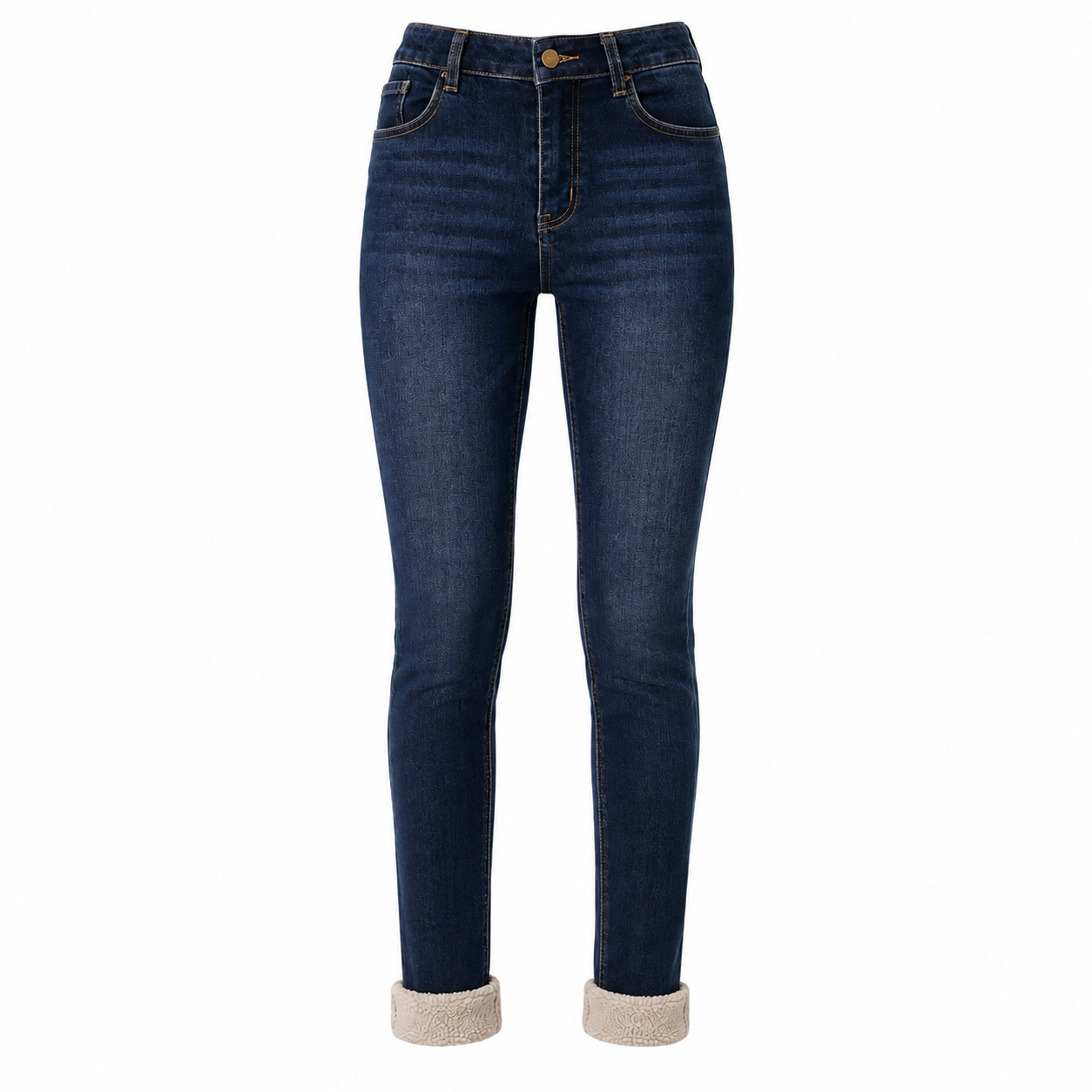 Jeans d'Hiver Doublé Polaire - Taille Haute & Coupe Ajustée