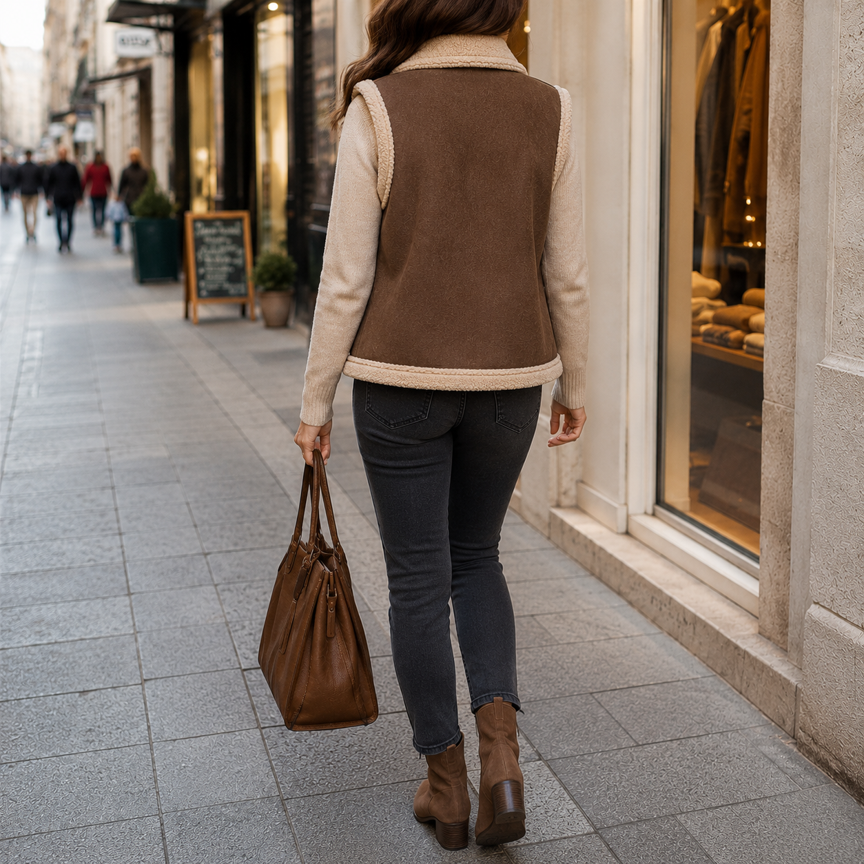 Gilet Sans Manches Effet Daim & Fourrure - Doux & Chaud