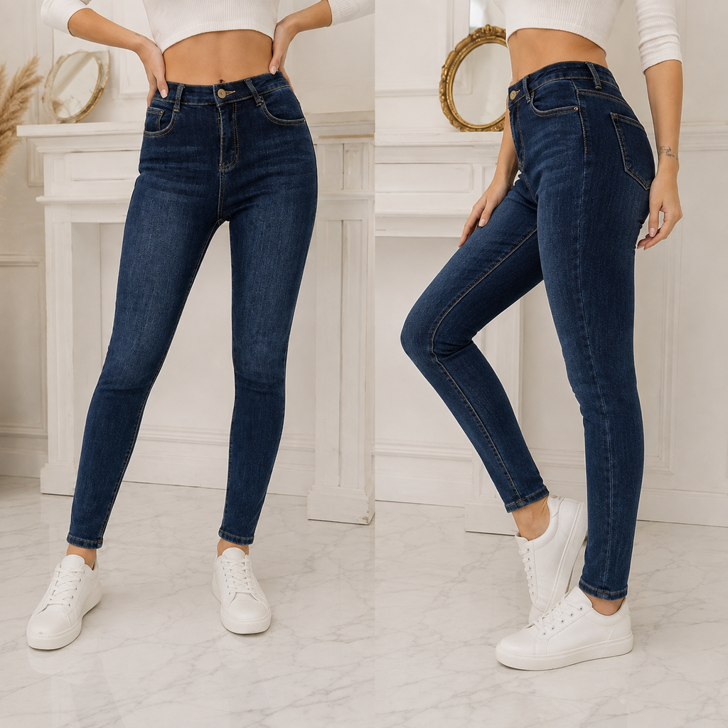 Jeans d'Hiver Doublé Polaire - Taille Haute & Coupe Ajustée